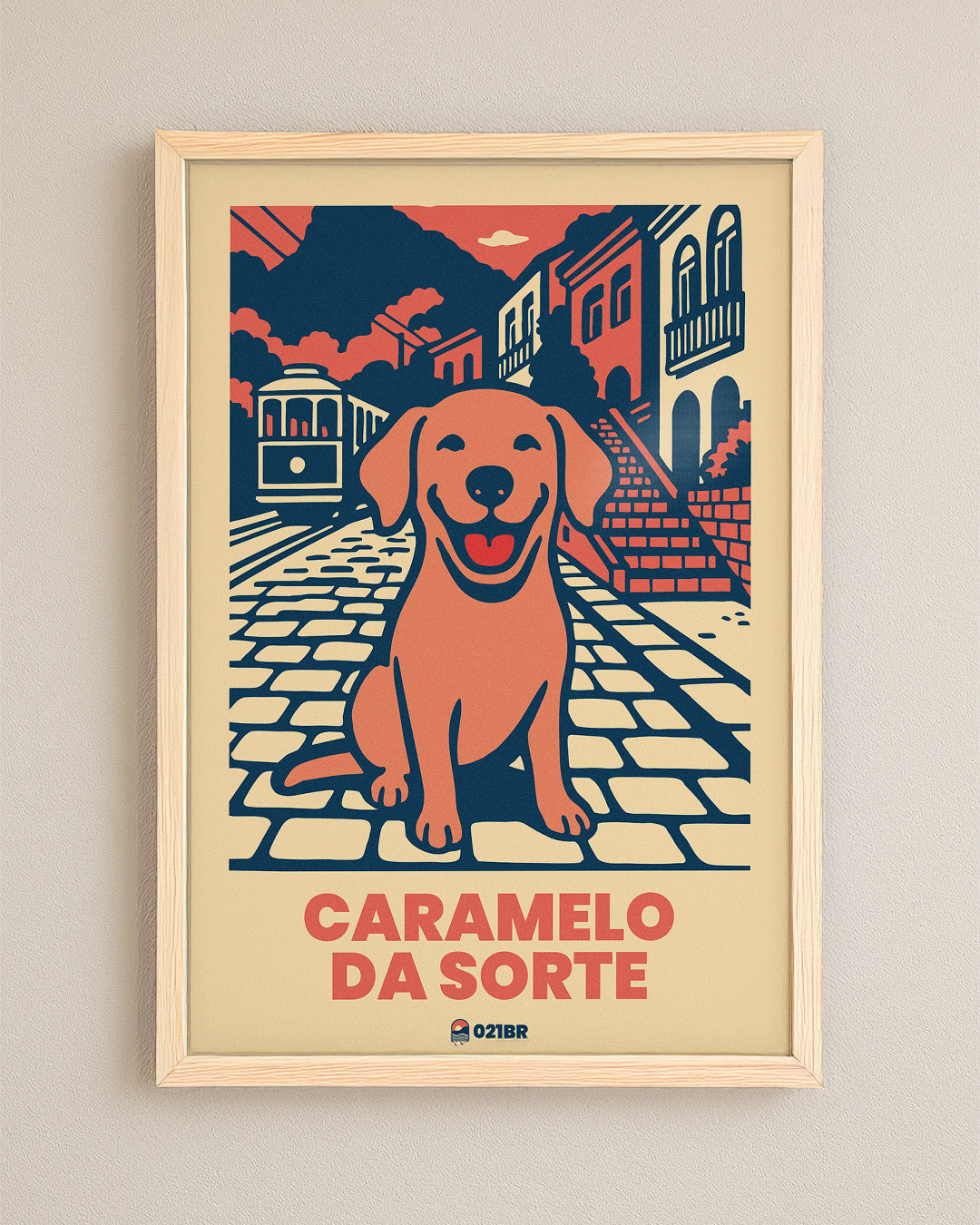 Quadro Decorativo 45x64cm Ilustrado 021BR "Caramelo" – Arte Carioca Exclusivo com Moldura e vidro
