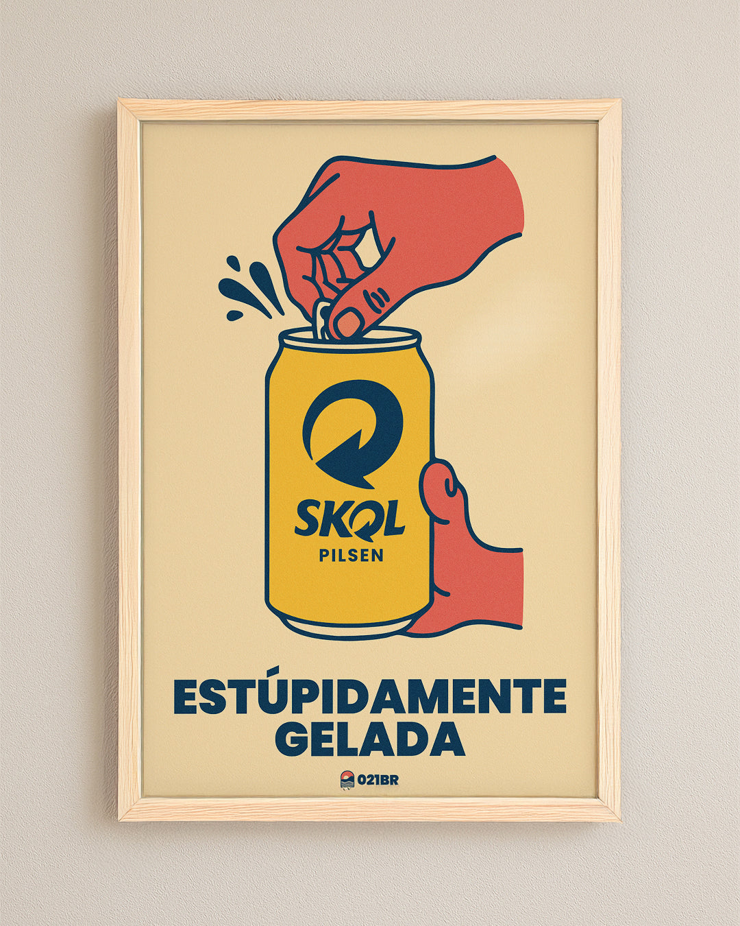 Quadro Decorativo 45x64cm Ilustrado 021BR "Cervejinha" – Arte Carioca Exclusivo com Moldura e vidro