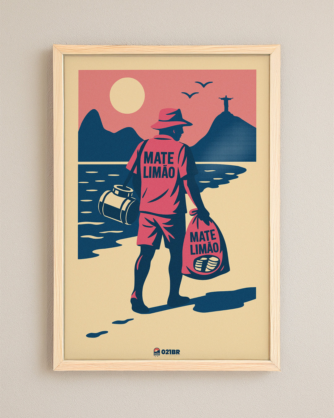 Quadro Decorativo 45x64cm Ilustrado 021BR "Mateiro" – Arte Carioca Exclusivo com Moldura e vidro