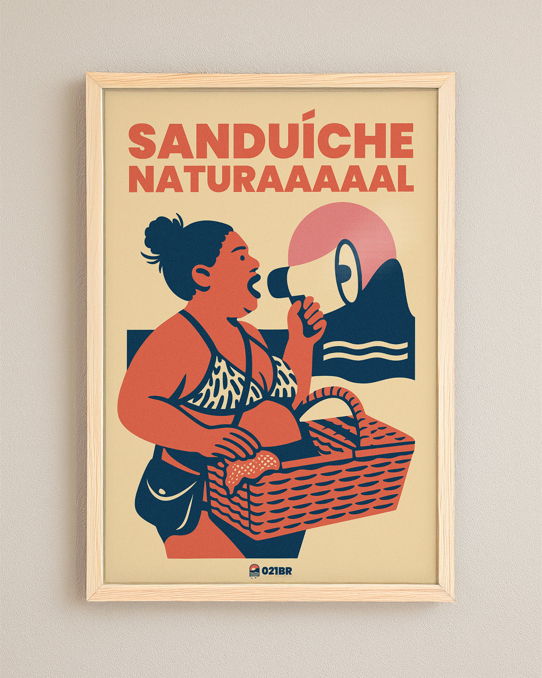 Quadro Decorativo 45x64cm Ilustrado 021BR "Michelle" – Arte Carioca Exclusivo com Moldura e vidro