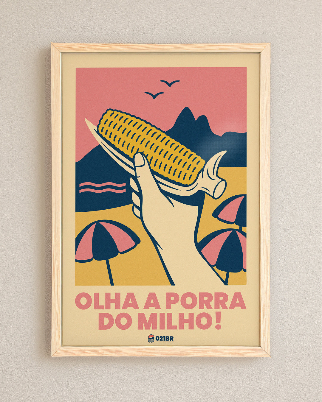 Quadro Decorativo 45x64cm Ilustrado 021BR "Michelle" – Arte Carioca Exclusivo com Moldura e vidro