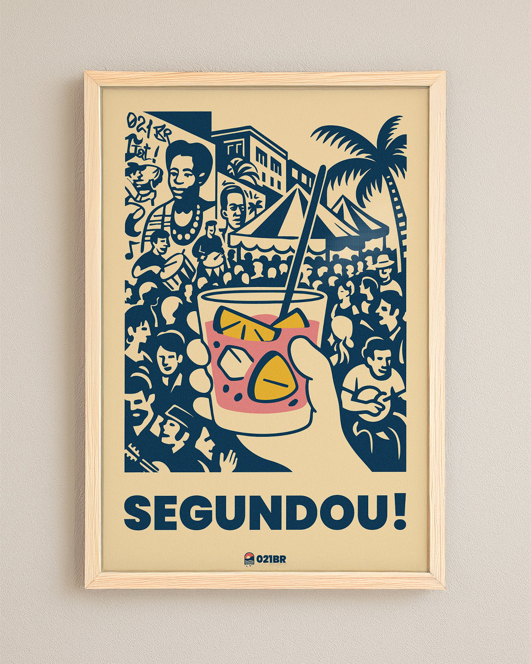 Quadro Decorativo 45x64cm Ilustrado 021BR "Pedro do Sal" – Arte Carioca Exclusivo com Moldura e vidro
