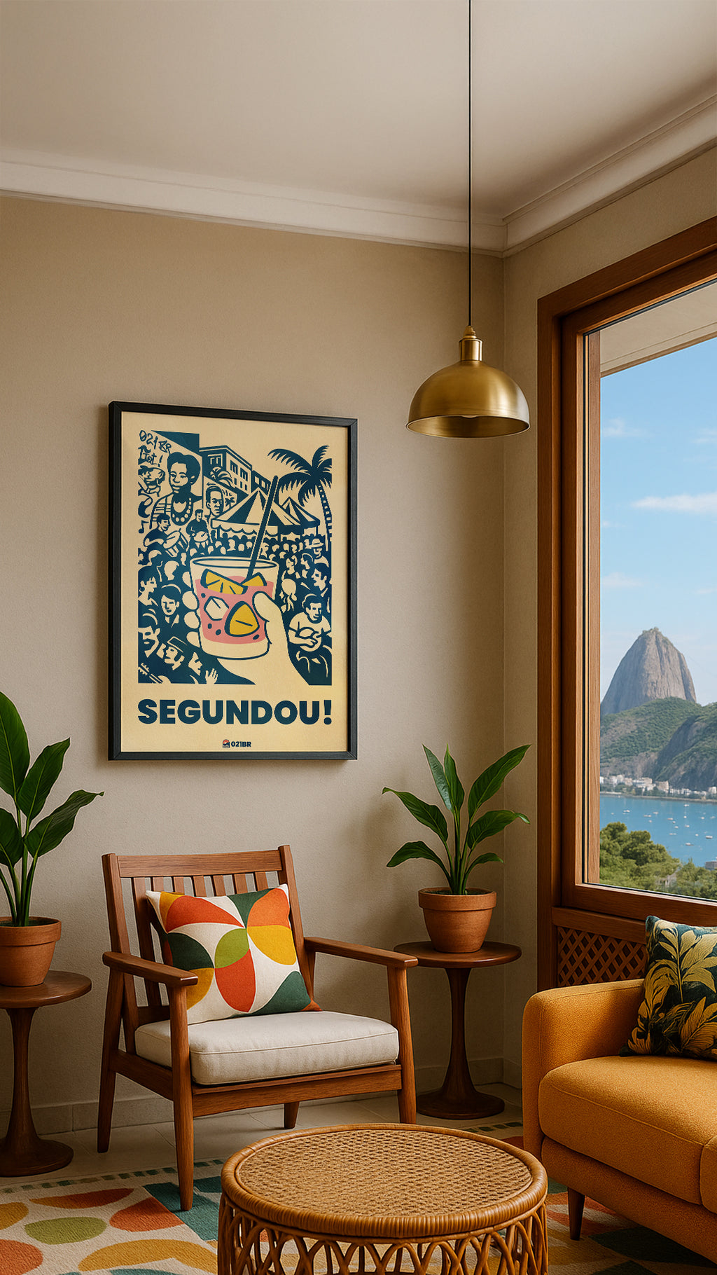 Quadro Decorativo 45x64cm Ilustrado 021BR "Pedro do Sal" – Arte Carioca Exclusivo com Moldura e vidro