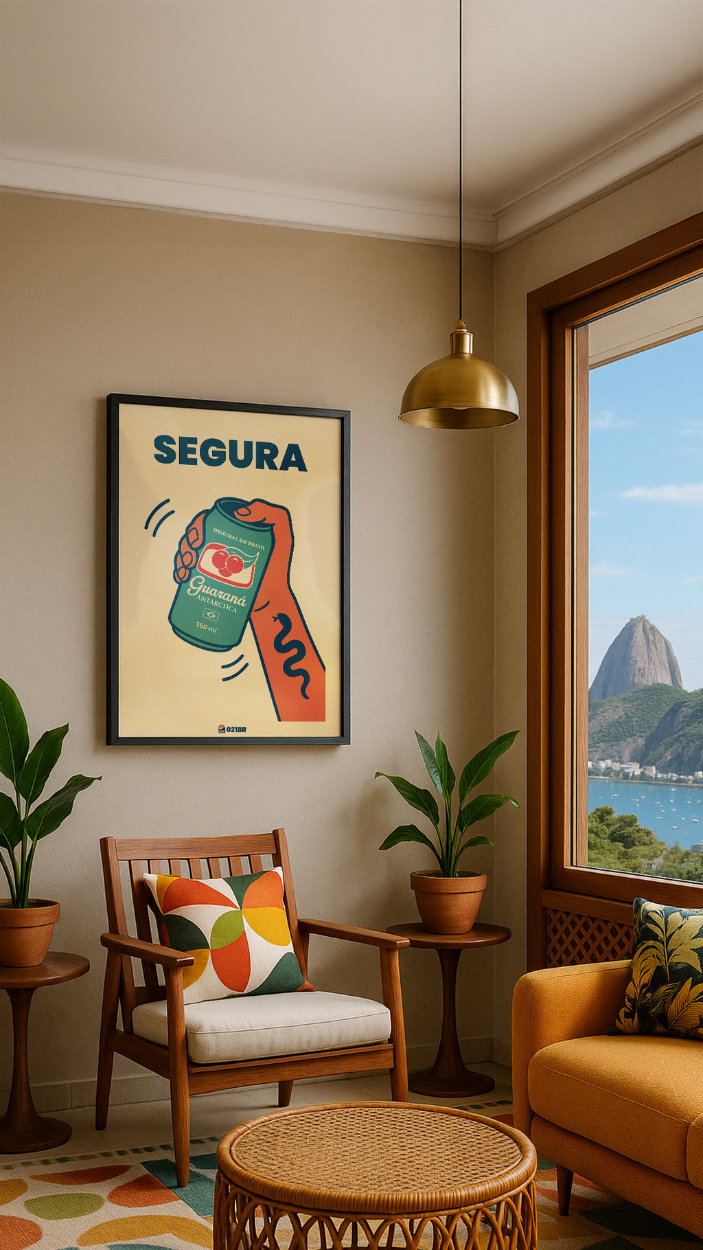 Quadro Decorativo 45x64cm Ilustrado 021BR "Loló" – Arte Carioca Exclusivo com Moldura e vidro