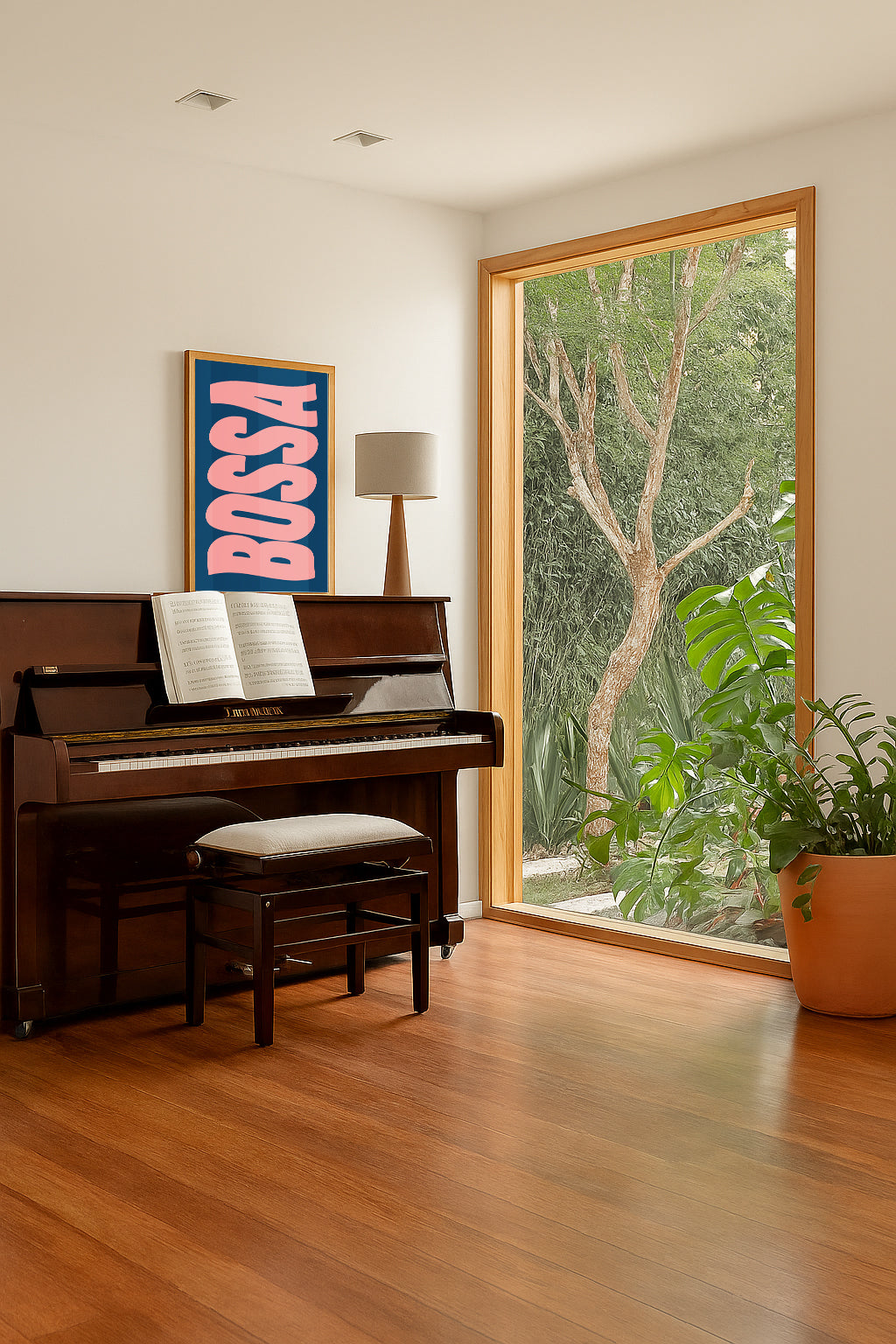Quadro Decorativo 45x64cm Ilustrado 021BR "Bossa" – Arte Carioca Exclusivo com Moldura e vidro