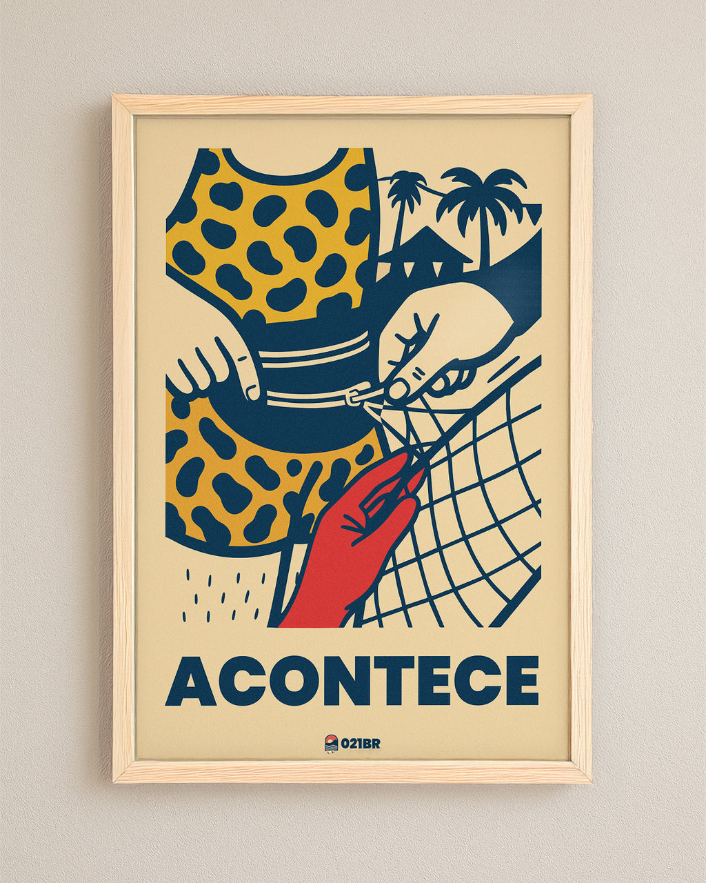 Quadro Decorativo 45x64cm Ilustrado 021BR "Carnaval" – Arte Carioca Exclusivo com Moldura e vidro