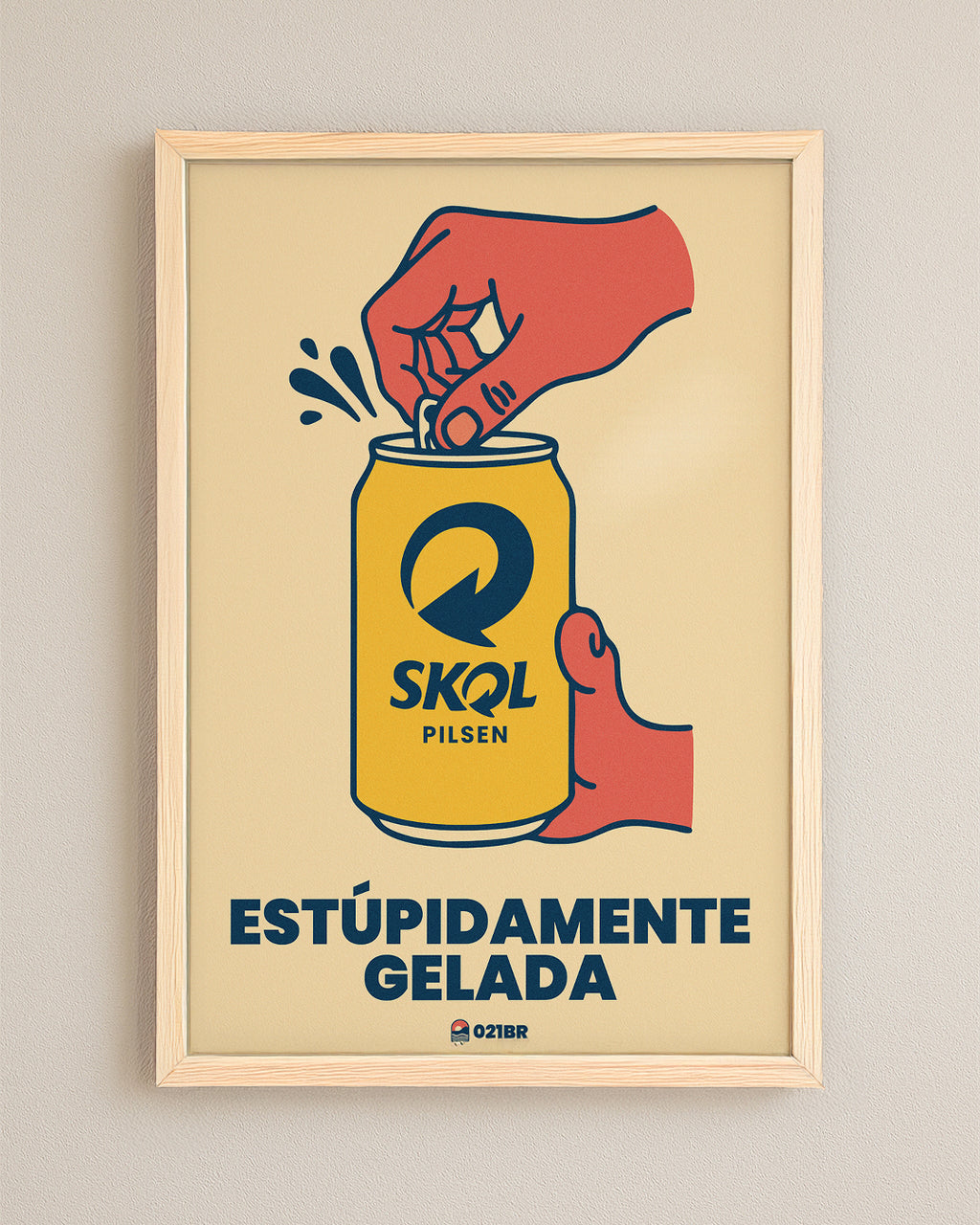 Quadro Decorativo 45x64cm Ilustrado 021BR "Cervejinha" – Arte Carioca Exclusivo com Moldura e vidro
