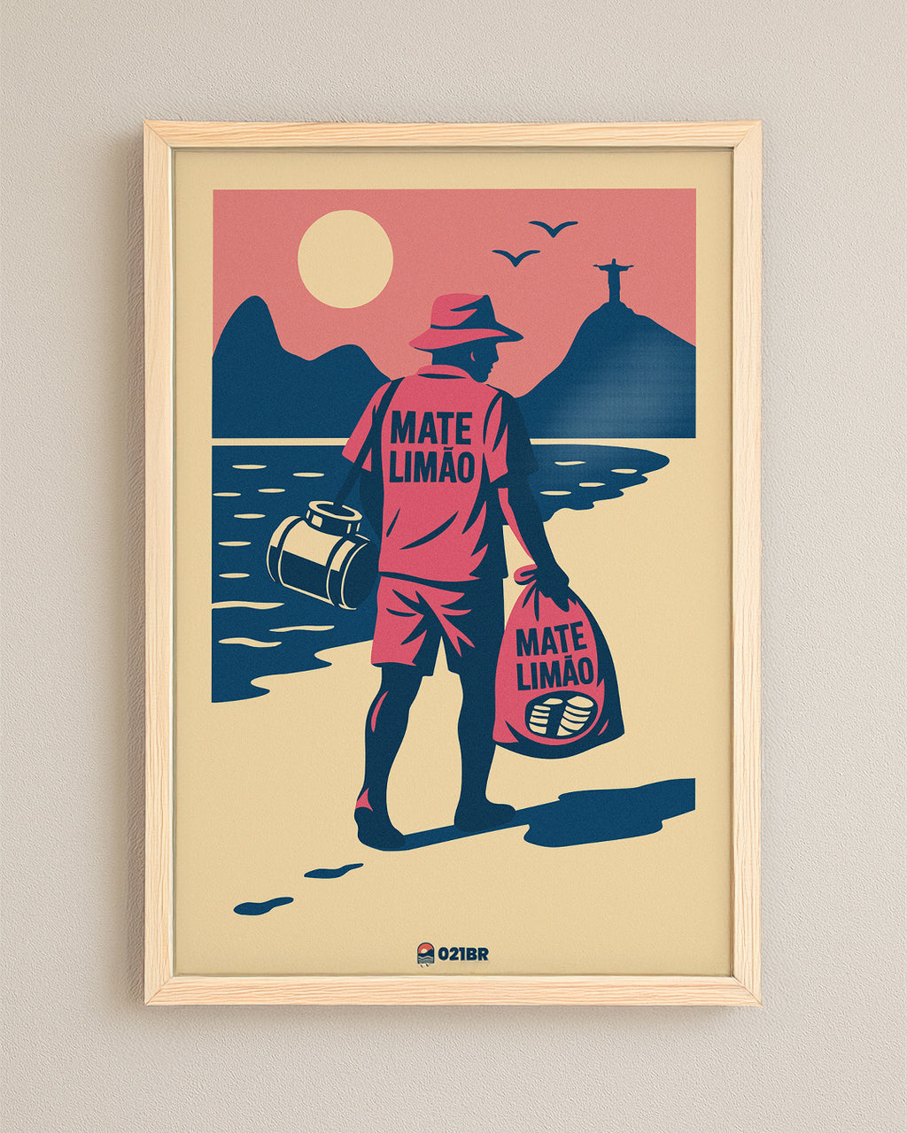 Quadro Decorativo 45x64cm Ilustrado 021BR "Mateiro" – Arte Carioca Exclusivo com Moldura e vidro