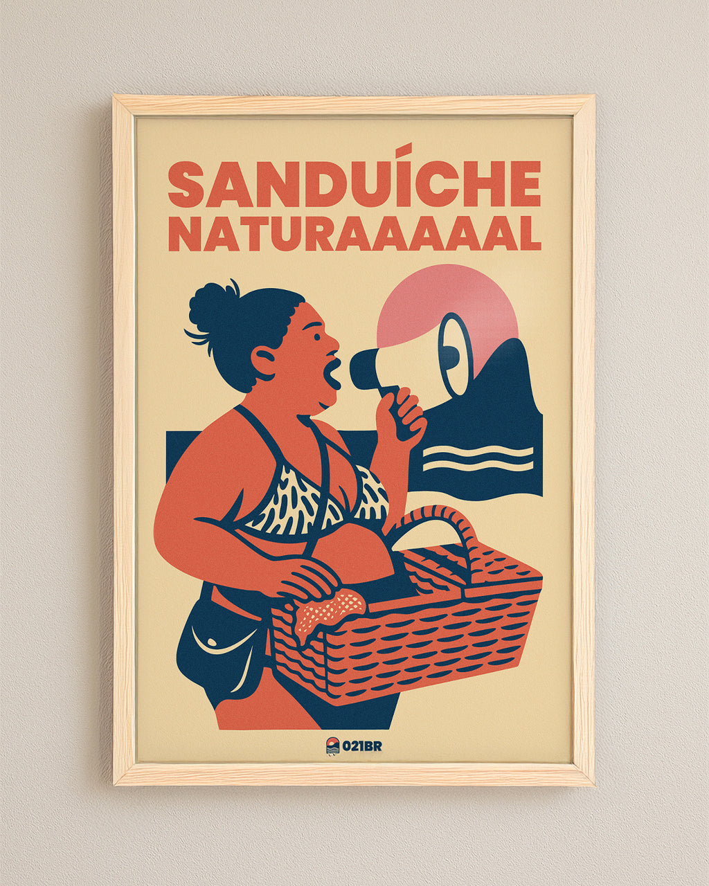 Quadro Decorativo 45x64cm Ilustrado 021BR "Michelle" – Arte Carioca Exclusivo com Moldura e vidro