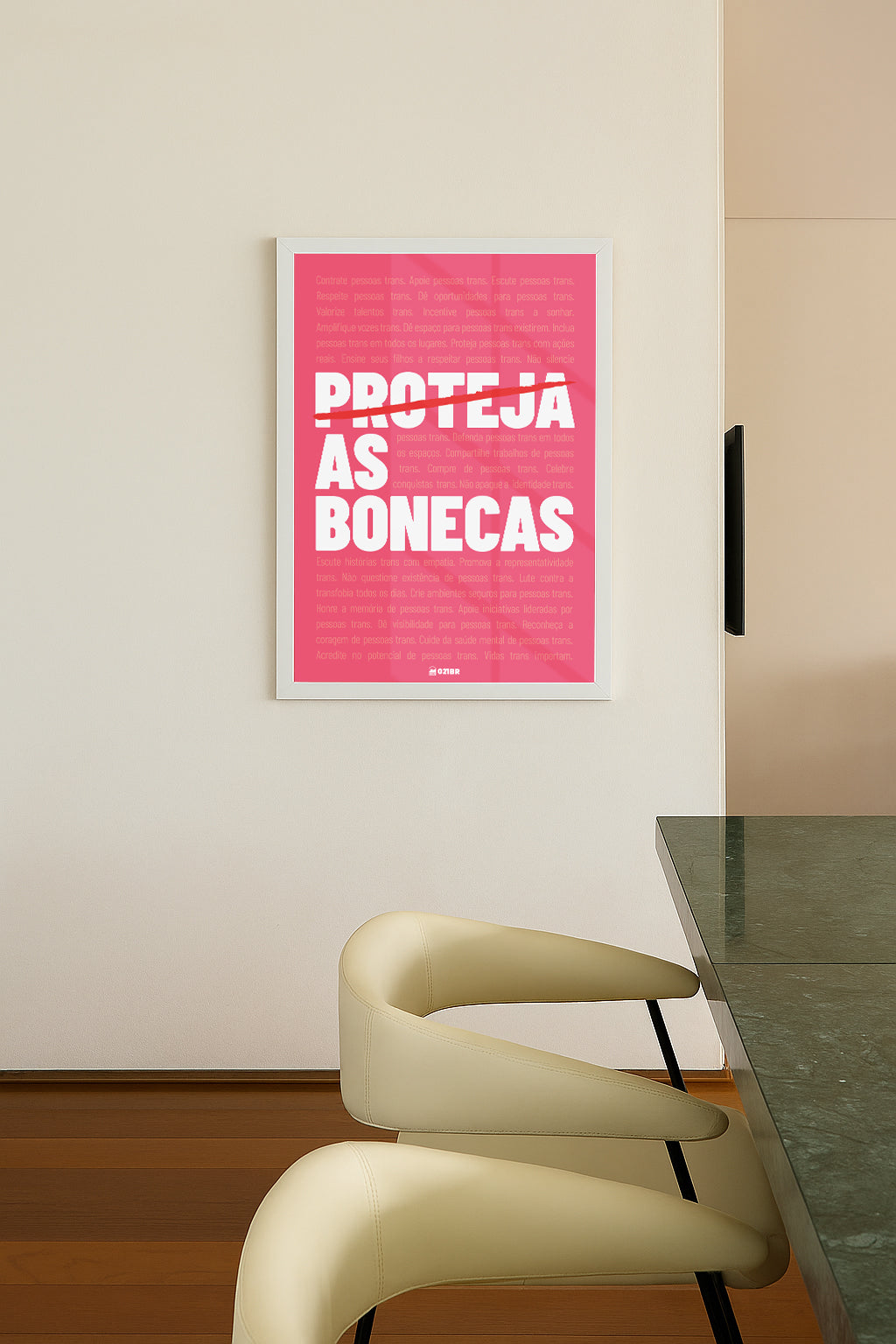 Quadro Decorativo 45x64cm Ilustrado 021BR "Proteja as bonecas" – Arte Carioca Exclusivo com Moldura e vidro