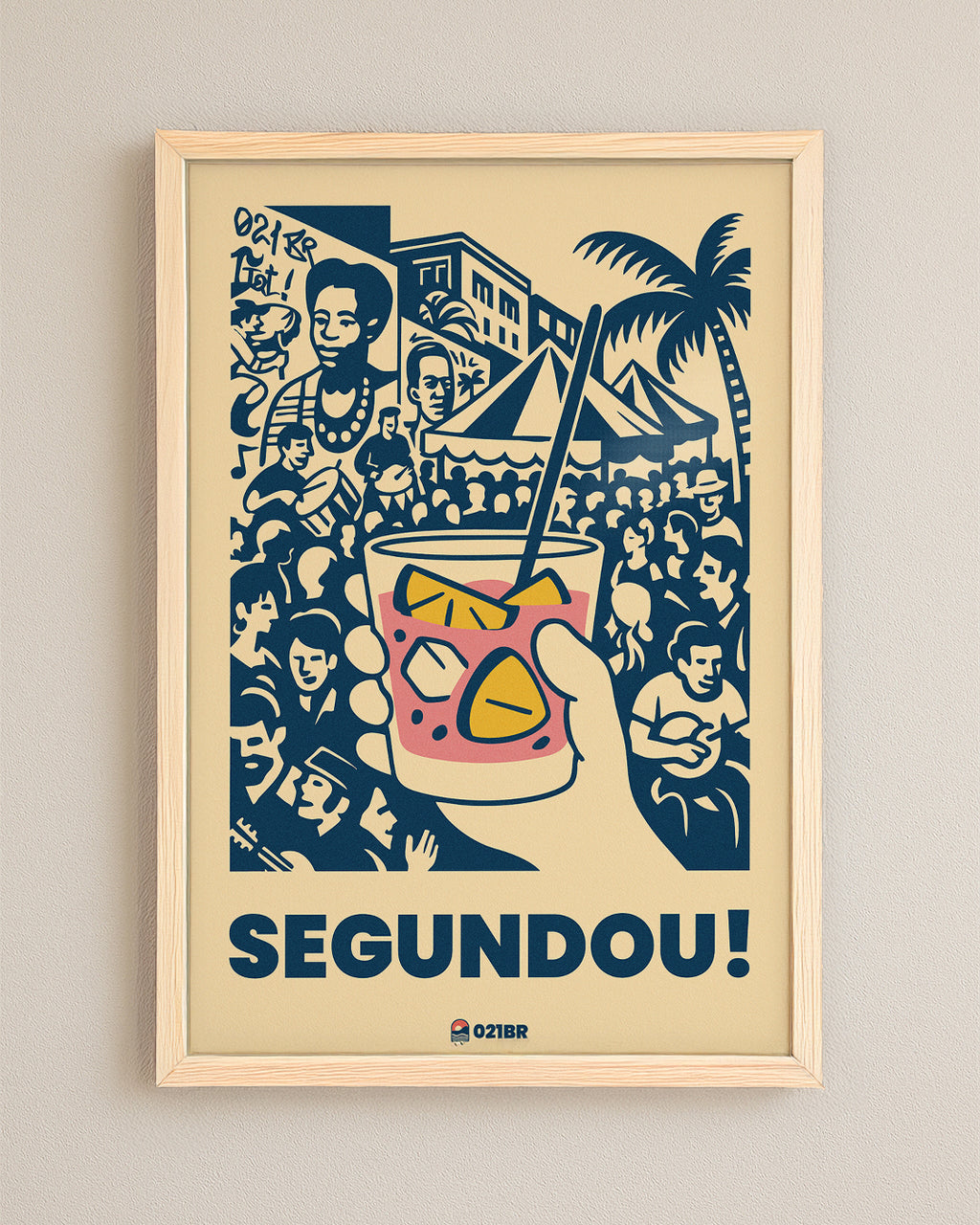 Quadro Decorativo 45x64cm Ilustrado 021BR "Pedro do Sal" – Arte Carioca Exclusivo com Moldura e vidro