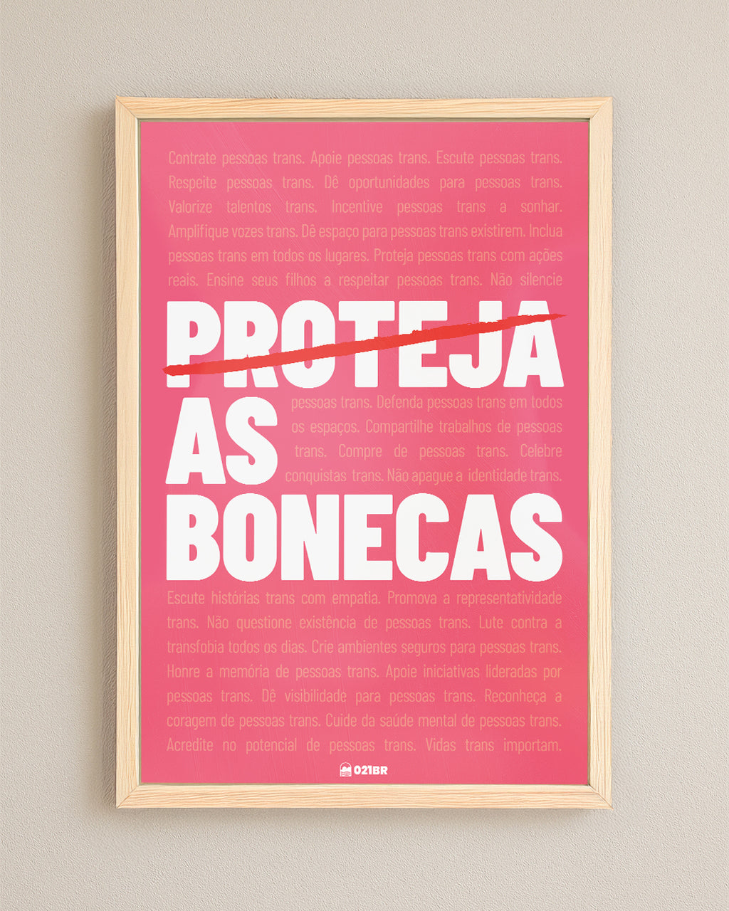 Quadro Decorativo 45x64cm Ilustrado 021BR "Proteja as bonecas" – Arte Carioca Exclusivo com Moldura e vidro