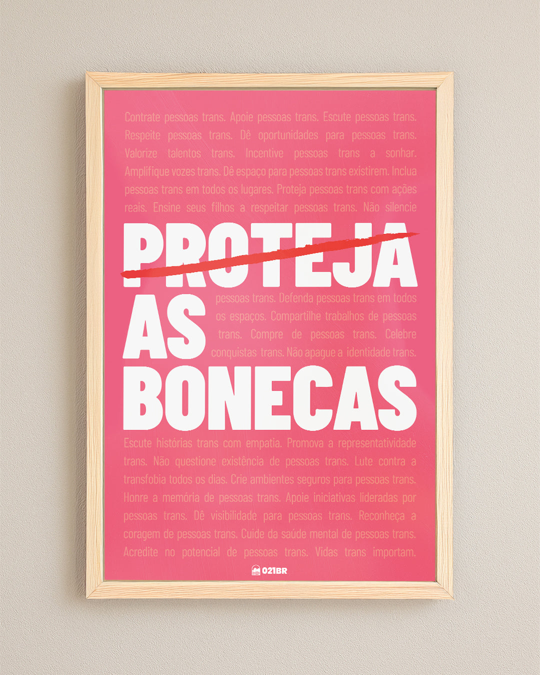 Quadro Decorativo 45x64cm Ilustrado 021BR "Proteja as bonecas" – Arte Carioca Exclusivo com Moldura e vidro