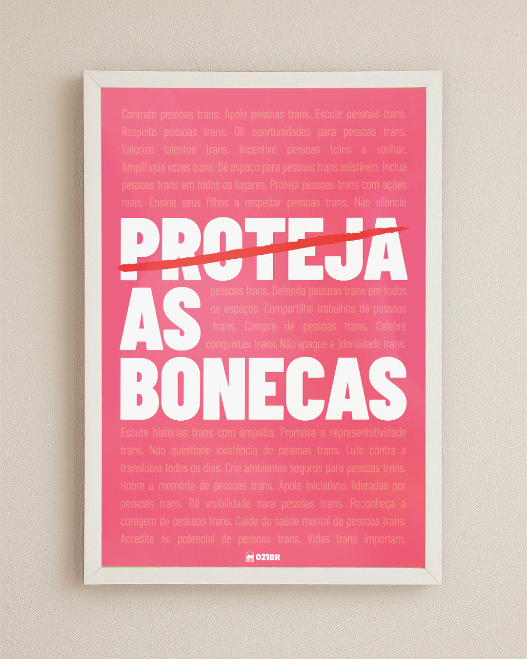 Quadro Decorativo 45x64cm Ilustrado 021BR "Proteja as bonecas" – Arte Carioca Exclusivo com Moldura e vidro